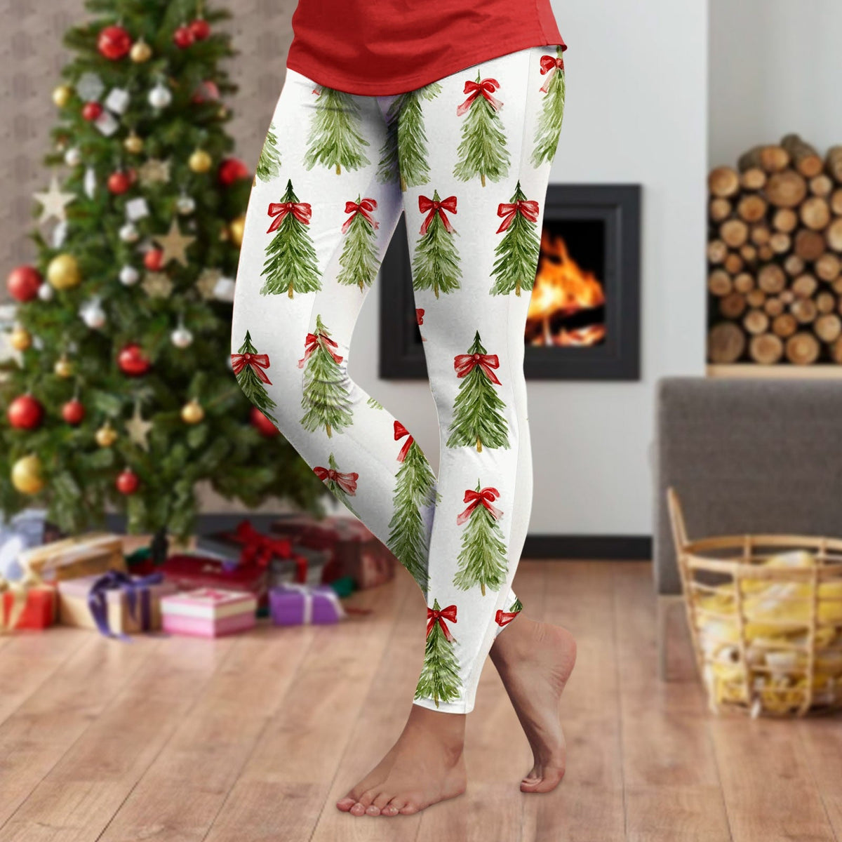 3d Cartoon Pattern Christmas Women's Leggings High Waist Slim Stretch High Waist Tights New Year Home Party Pant Bottom Legging