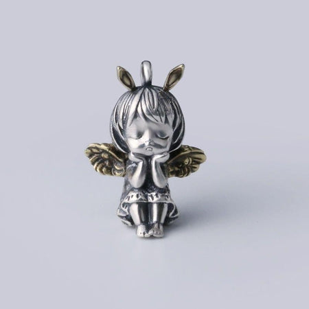 Silver-Plated Anime Mecha Beautiful Girl Girl Pendant Necklace Men and Women Hip-Hop Rock Punk Trendy Jewelry Gift