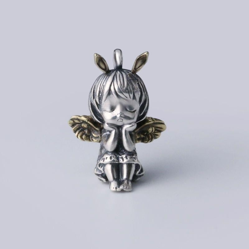 Silver-Plated Anime Mecha Beautiful Girl Girl Pendant Necklace Men and Women Hip-Hop Rock Punk Trendy Jewelry Gift