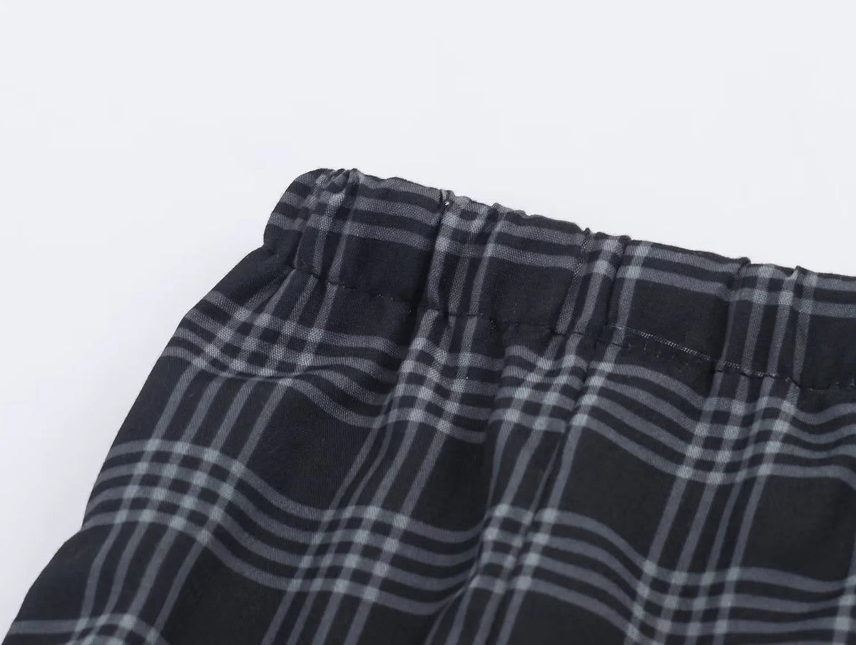 Women's 2025 Autumn Fashion Versatile Ramie Bloomers Plaid Printed Loose Pants Female High-Waist Drawstring Casual Trousers