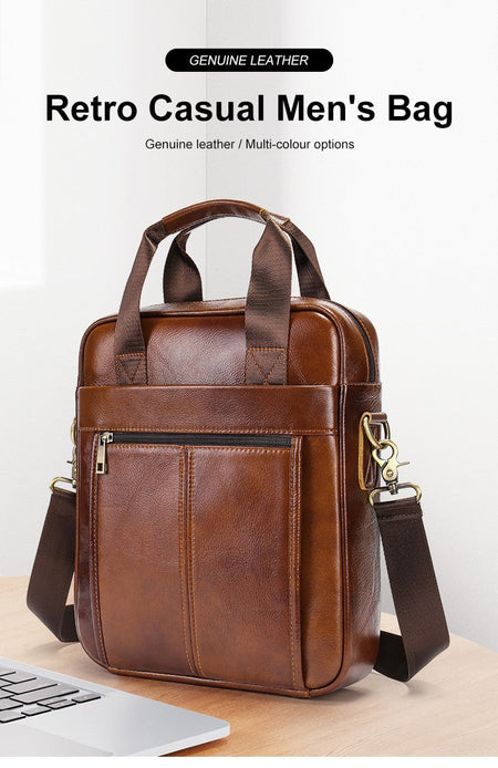 WESTAL Men's Shoulder Bags Genuine Leather Crossbody Messenger Bag For 13.3 Inch Laptop Briefcase Leather Man Handbags 8577