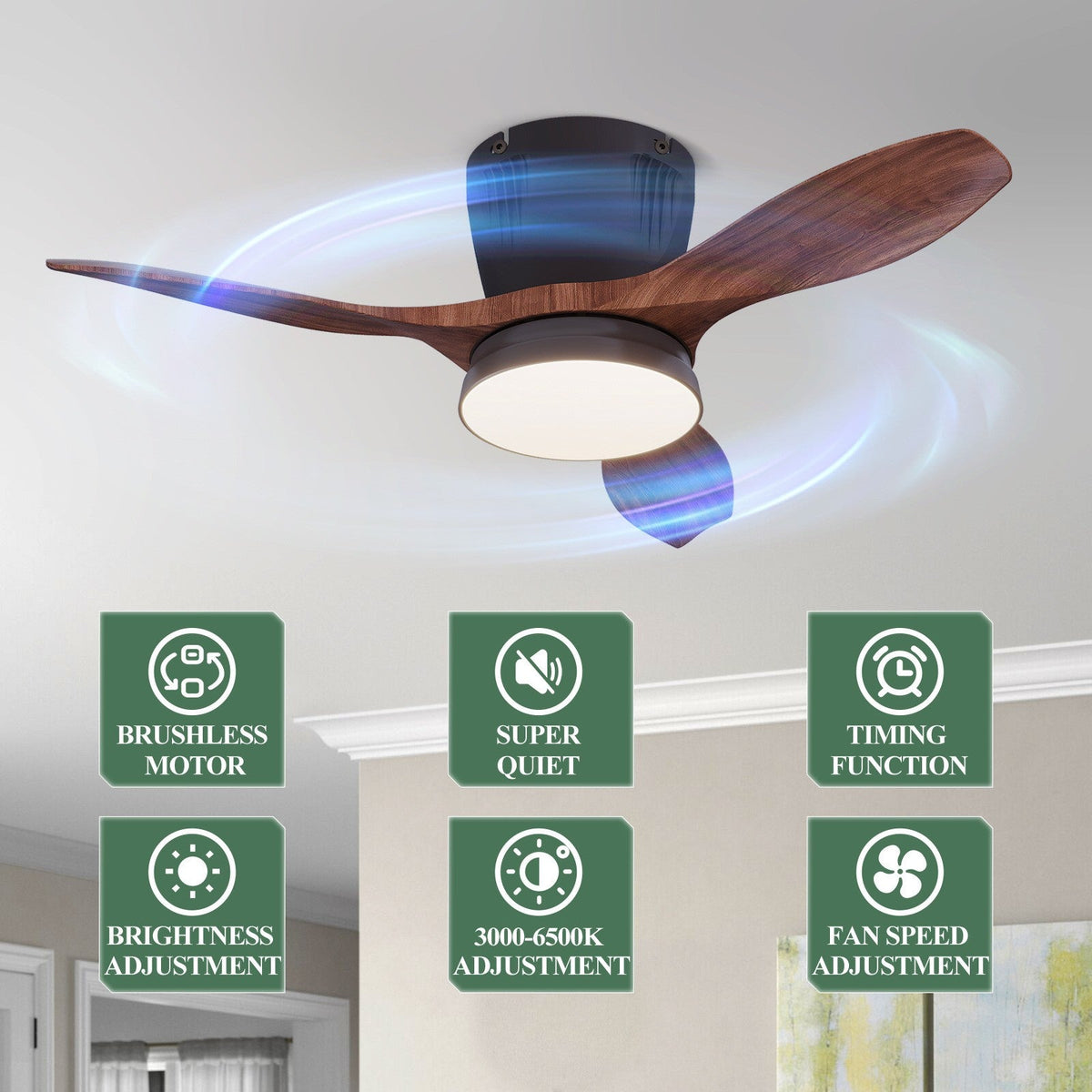 Minimalist Home Fan Light Nordic Led Living Room Restaurant Silent All-in-one Ceiling Fan Ceiling Lamps for Living Room Bedroom