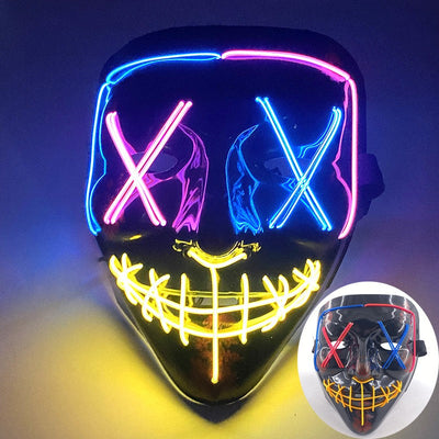 Scary Wireless Glowing LED Mask Halloween Party Supplies Neon Purge Mask Cosplay Luminous Face Masks Carnival Festival Props