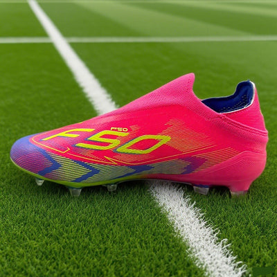 With-out Lace Mens Soccer Shoes SLIP-ON Turf Soccer Cleats for Kids Sneakers TF/FG Training Football Boots Chuteira Campo