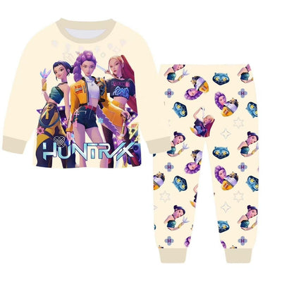 KPop Demon Hunters Movie Peripheral Pajama Set Kawaii Long Sleeve Long Pants Anime Costume Children's Toy Christmas Gift