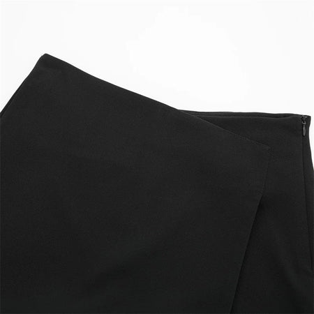MUJER 2025 Asymmetric Skort For Women Black High Waist Mini Skirt Shorts Women Casual Bermuda Shorts Woman Summer Skirt Shorts