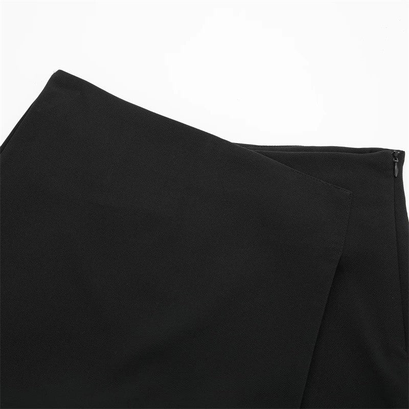 MUJER 2025 Asymmetric Skort For Women Black High Waist Mini Skirt Shorts Women Casual Bermuda Shorts Woman Summer Skirt Shorts