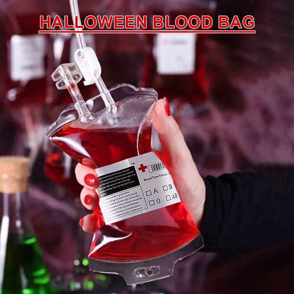 60-10PCS Empty Blood Bags Energy Drinks for Halloween Zombie Vampire Costume Props Nurse Graduation Theme Party Favors Drink Pou