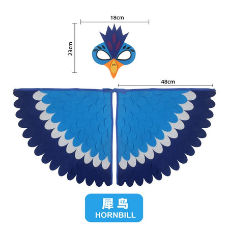 Bird Cosplay Costume Stage Performance Owl Peacock Wings Bird Felt Cape with Mask for Girls Boys Halloween Party Cloak