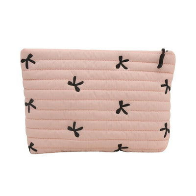 Ins Bow Embroidered Cosmetic Bag Portable Women's Bag Fashion Oxford Cloth Butterfly Print Cosmetic Bag Travel Wash Storage Bag