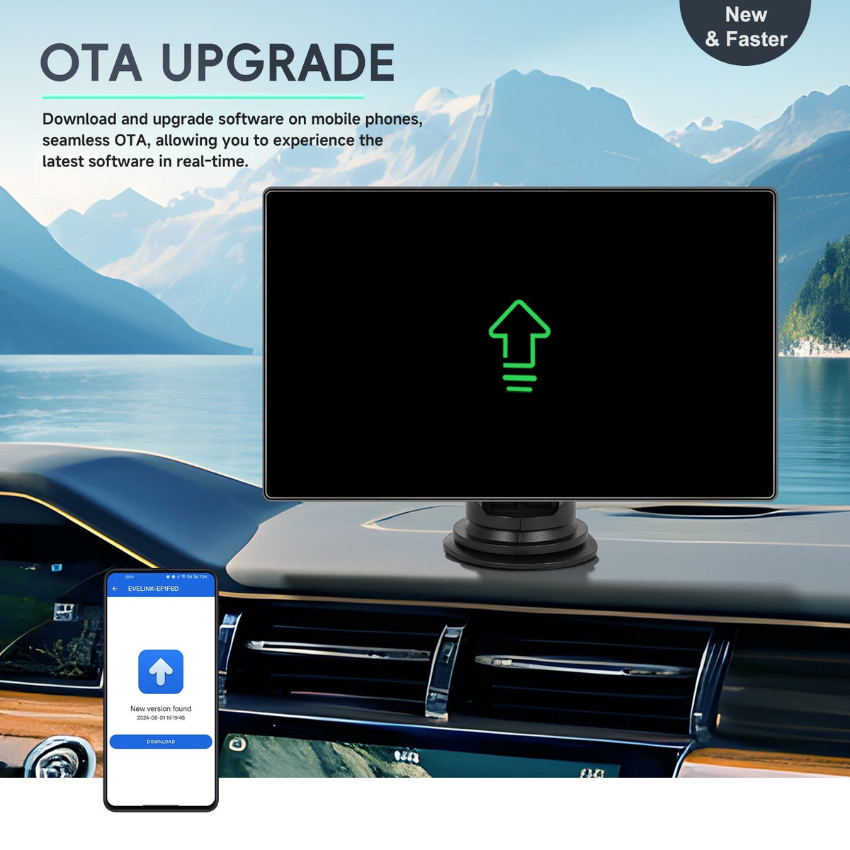 Portable 9" Car Mirror Radio Multimedia Video Player Universal Wireless CarPlay Android Auto Screen Bluetooth AUX TF GPS DVR