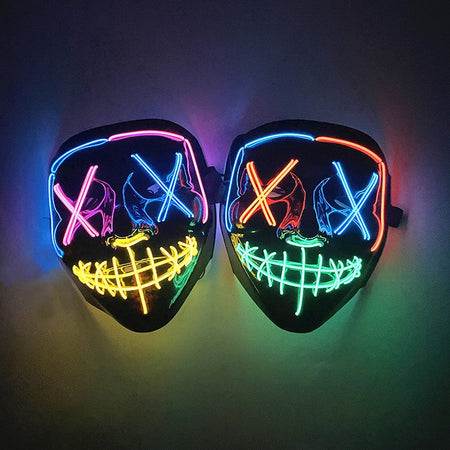 Scary Wireless Glowing LED Mask Halloween Party Supplies Neon Purge Mask Cosplay Luminous Face Masks Carnival Festival Props
