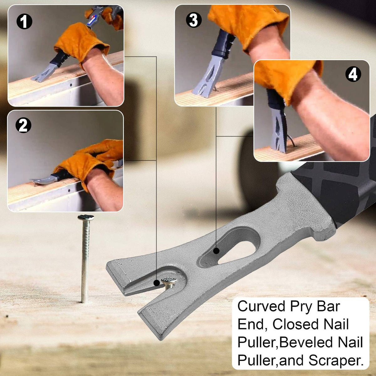 Multi-Functional Hammer With Crowbar Nail Remover Pry Bar Fire Breaking And Dismantling Tools Window Breaker Demolition Tool