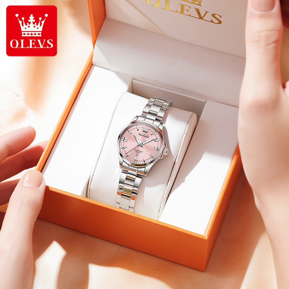 OLEVS 3668 Women Watch Luxury Original Quartz Watch Sword Needle Fashion Roman Automatic Date Calendar Window Women Watch