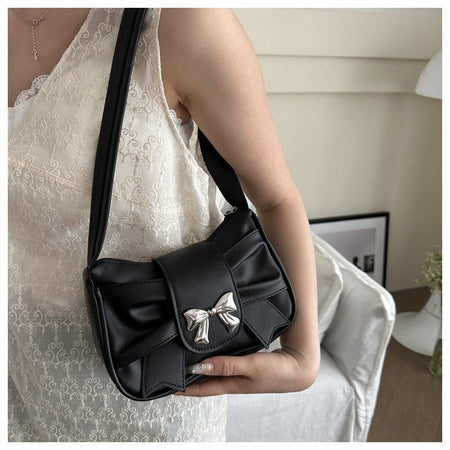 Trendy Bow Shoulder Bag Handbag Casual Underarm Bag Daily Commuting Bags PU Leather Lady Banquet Bag Business Women's Bags