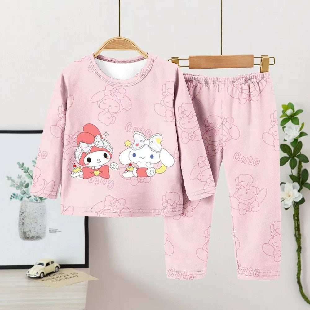 Anime Cinnamoroll Children Pajama Sets Soft Round Neck Comfortable Kids Pajama Suit Causal Loose Breathable Boys Girls Nightwear