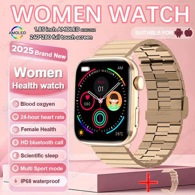 2025New NFC Smat Watch Women 1.85-inch Blood Pressure Heart Rate Bluetooth Call Female Health Smarwatches Ladies For Android IOS