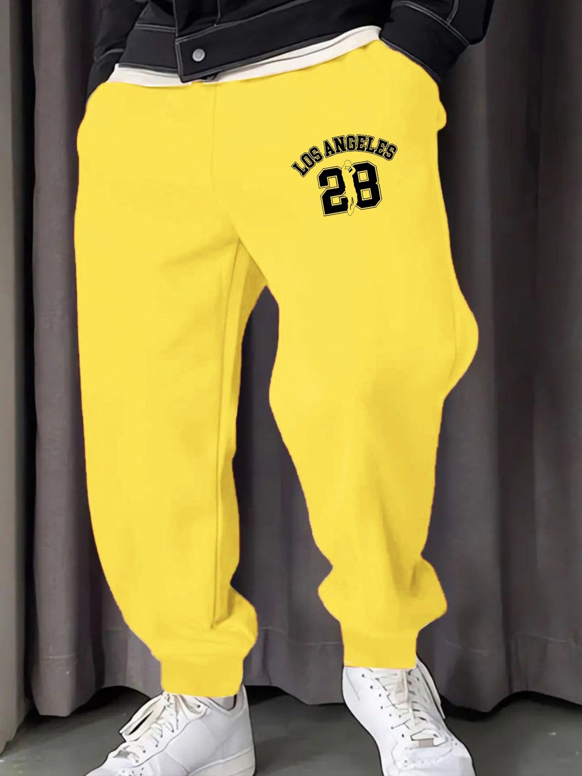 Los Angeges Number 28 Printing Male Sweatpants Fashion Long Pants Trendy Basic Trousers Casual Elastic Waist All-Match Pant