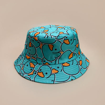 Cartoon Yellow Duck Bucket Hats New Unisex Cute Sunshade Double Sided Wearable Fashion Casual Versatile Outdoor Fisherman Caps