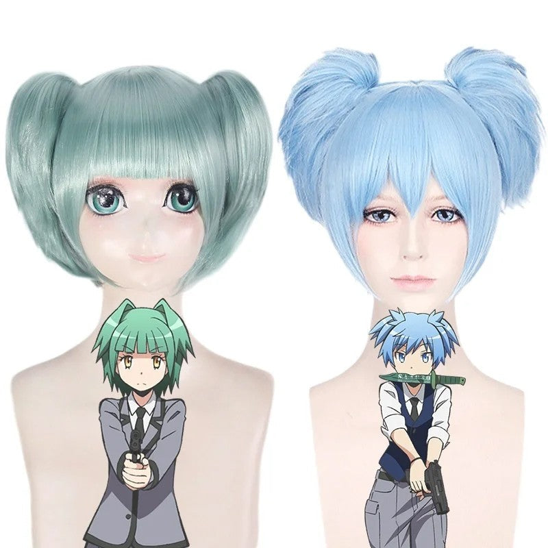 COS Wig Assassination Classroom Chao Tian Nagisa Ice Blue Little Tiger Mouth Clip Mao Ye Maple Wig Synthetic fiber wig