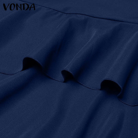 VONDA Plus Size Women Party Skirt 2024 Street High Waist Fashion Multi Layered Ruffled Hem Long Maxi Skirts Elegant Swing Bottom