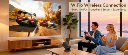 XGODY Projector 4K 350ANSI Short Throw Speaker Base Android Bluetooth WiFi Native 1080P Auto FocusHome Theater