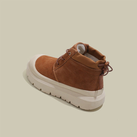 Fujin 4cm New Synthetic Suede Genuine Leather Spring Autumn Ankle Booties Chunky Sneakers High Brand Big Size Plush Women Shoes