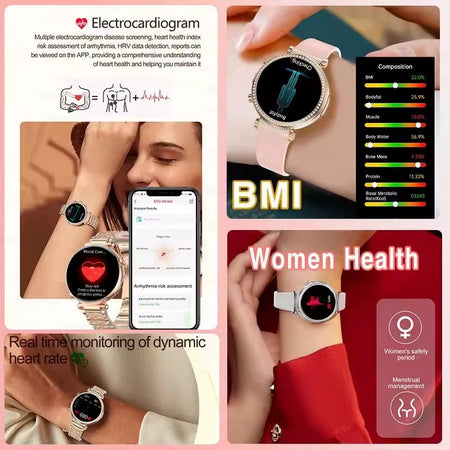 NEW Women Smartwatch 1.32inch AMOLED Screen ECG Sport Watch Blood Pressure Micro physical examination AI dial Health Smart Watch