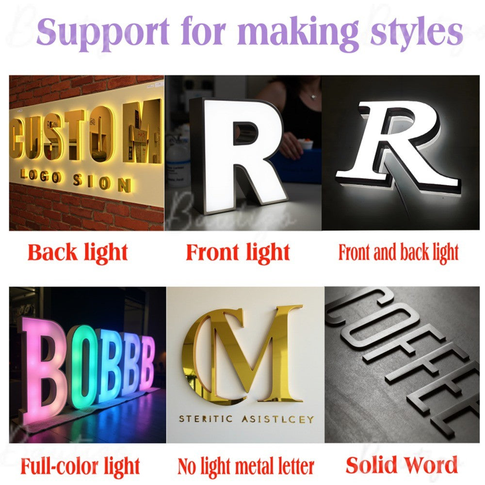 Custom Advertising Led Letters RGB Light Sign Luminous Signage Full Color Acrylic Business Logo Wall Brand