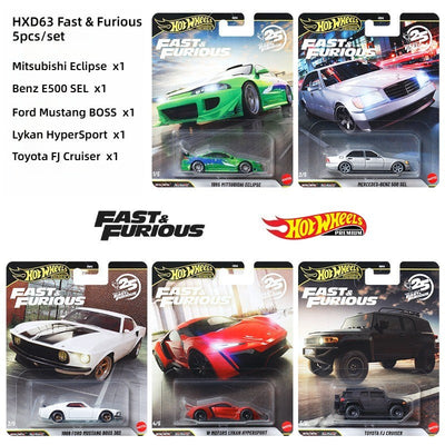 Hot Wheels Premium HNW46 Fast & Furious,Mitsubishi Eclipse Benz 500 Lykan FJ Cruiser,1:43 Diecast Collector's Gift Toys for Kids