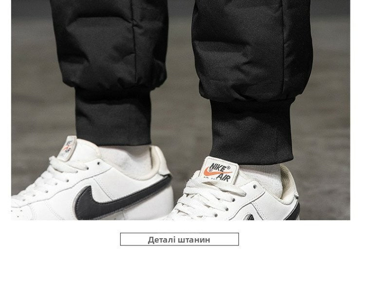 Men's down Cotton Trousers Windproof Waterproof Warm Winter Sports Loose Snowy Long Pants Youth Casual Faion Trendy  C...