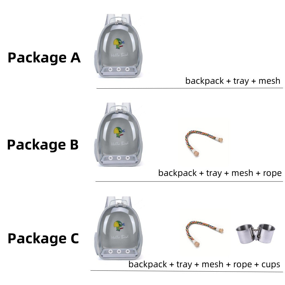 Portable Bird Carrier Bird Backpack with Perch Rope and Tray for Parrot Parakeet Macaw Cockatiel Acrylic Pet Cage Birds Bag