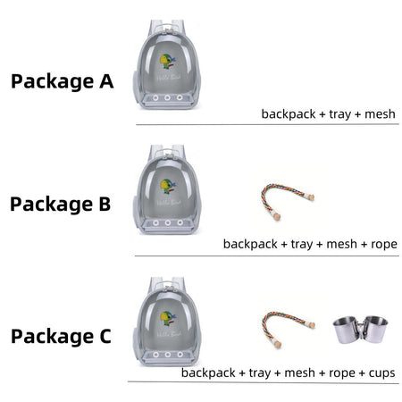 Portable Bird Carrier Bird Backpack with Perch Rope and Tray for Parrot Parakeet Macaw Cockatiel Acrylic Pet Cage Birds Bag
