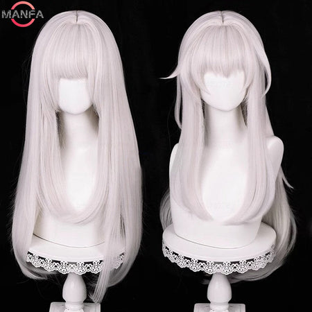 HSR Clara Cosplay Wig 75cm Long Straight Hair Silver Pink Wigs Heat Resistant Synthetic Wigs Halloween Party