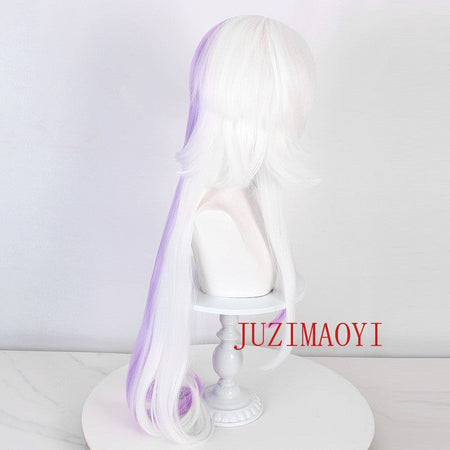 Anime Bungou Stray Dogs Cosplay 100cm Long Sigma Cosplay Wig Purple White Sigma Wigs Heat Resistant Synthetic Hair + Wig Cap