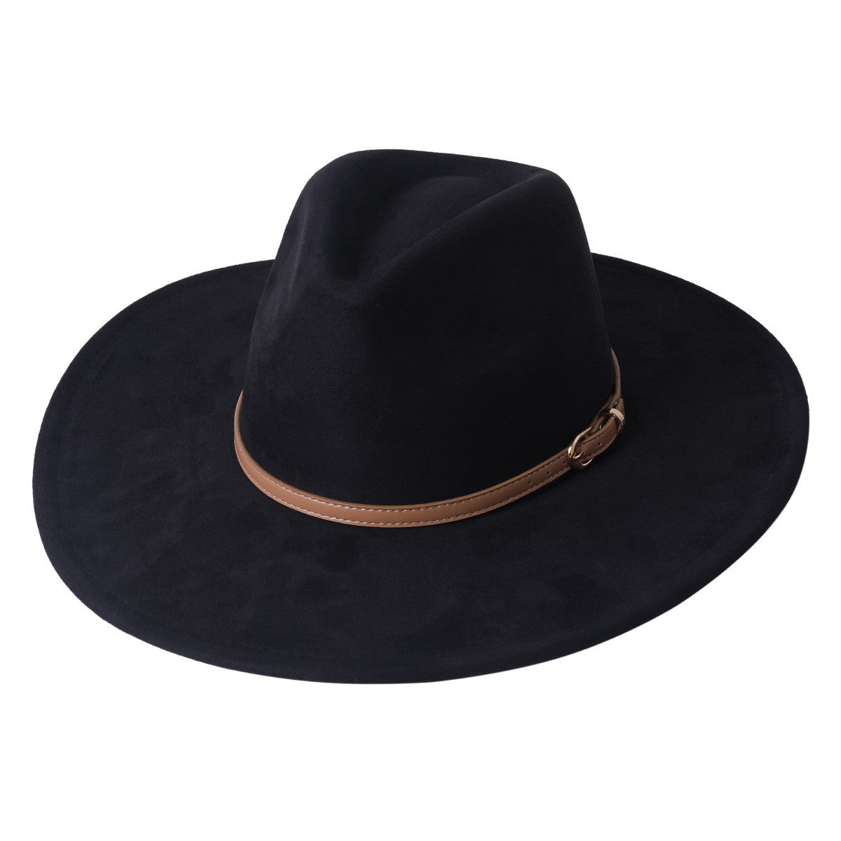 Vegan suede hat belt accessories heart-shaped wide-brimmed fedora hat for men and women felt jazz hat classic chapeau femme