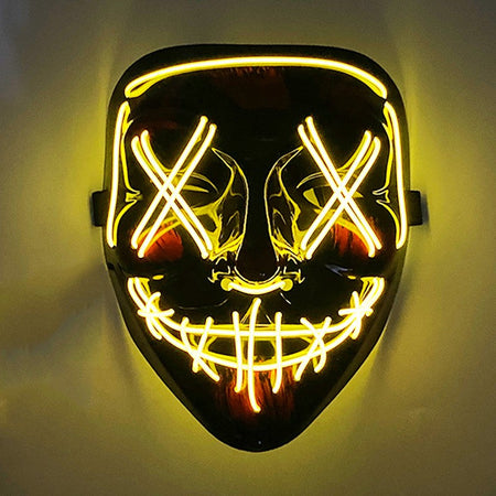 Scary Wireless Glowing LED Mask Halloween Party Supplies Neon Purge Mask Cosplay Luminous Face Masks Carnival Festival Props