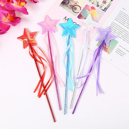 1Pc Fairy Wand Dreamlike Five Pointed Star Fairy Stick Plastic Princess Fairy Cane For Girls Angel Star Wand Halloween Roleplay