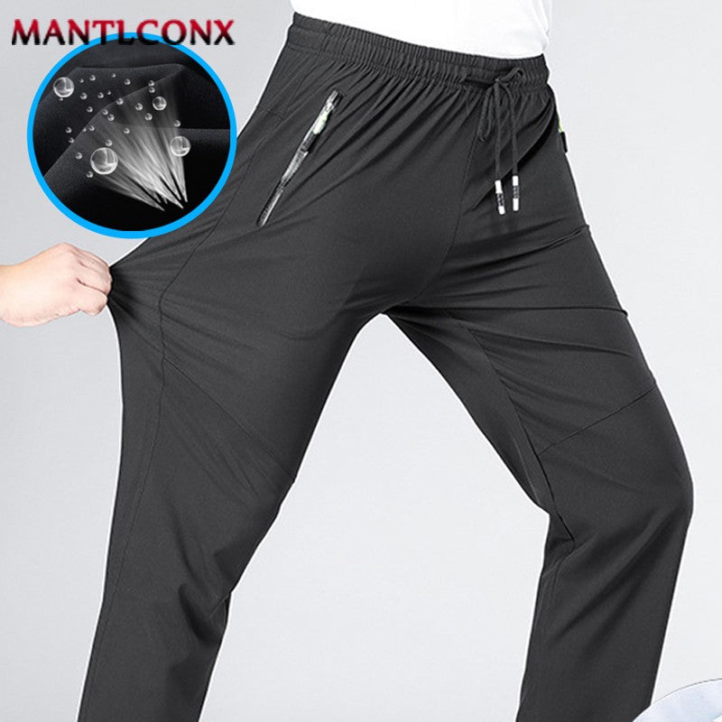 Breathable Men's Casual Pants Quick Dry Straight Elastic Waist Jogger Sweatpants Korean Classic Sport Trousers Plus Size 4XL 5XL