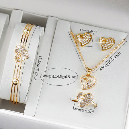 6PCS/Set Women's Watch Fashion Stainless Steel Band Analog Quartz Watches Heart Jewelry Set?Without Box?