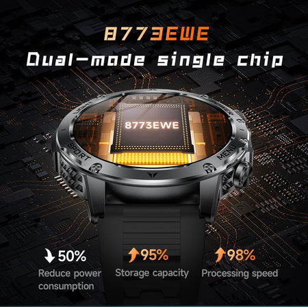 2025 New Military Smart Watch 1000Mah Battery Fitness Tracking 10ATM Waterproof Tactics Sport Flashlight call Bracelet For Men
