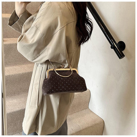 Luxury Design Women's Evening Clutch Purse Dinner Party Ladies Small Clip Shoulder Bag Handbags Retro Female Chain Crossbody Bag