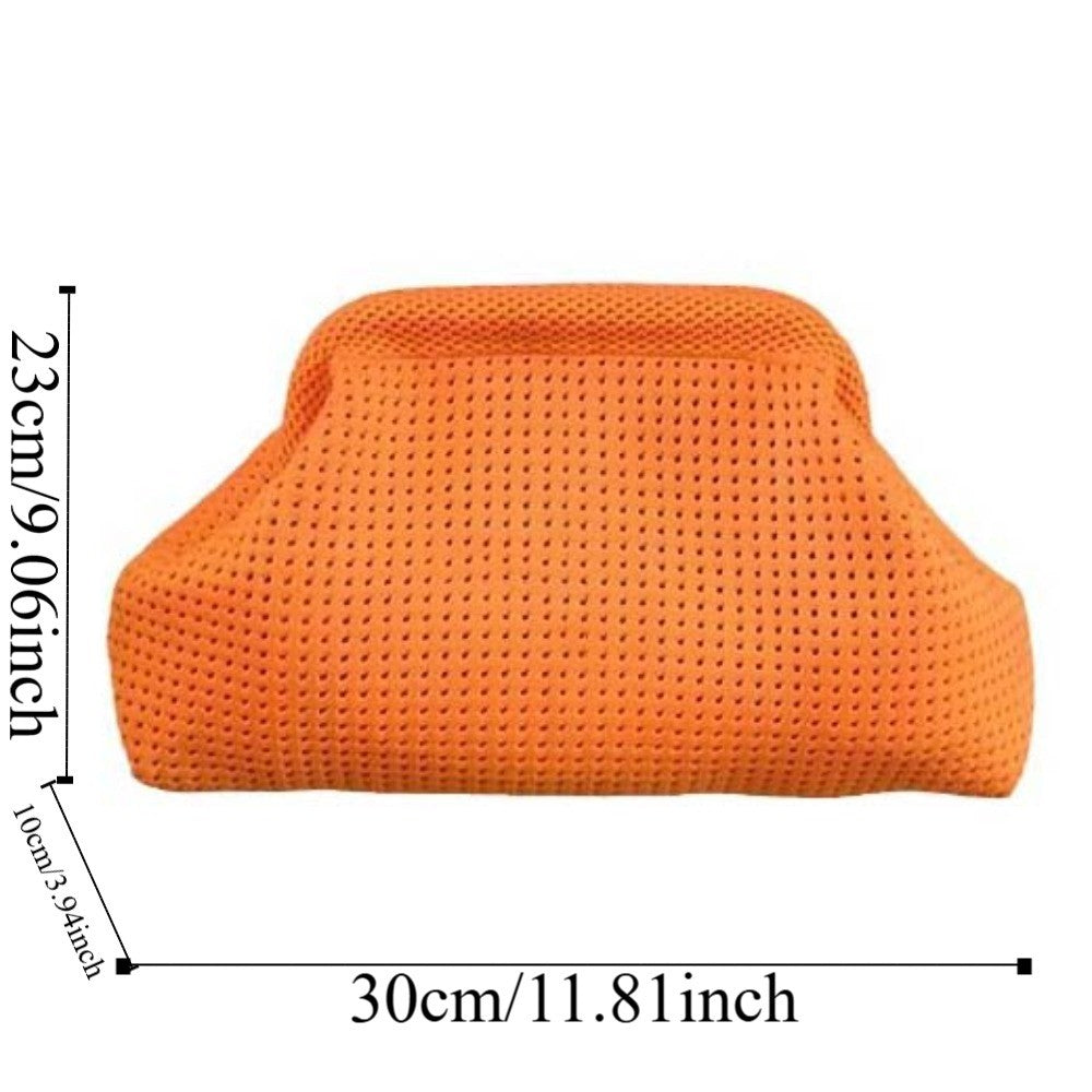 Cosmetic Bag Polyester Summer Beach Clutch Bag Soft Breathable Hollow Out Pouch Elastic Large Capacity Purse Girls