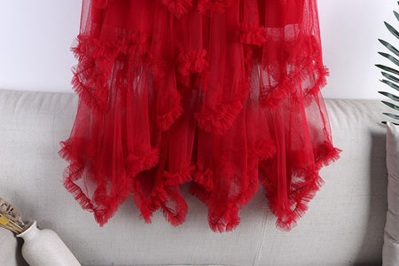 TIGENA Tutu Tulle Long Skirt for Women 2023 New Summer Korean Aesthetic Cute Irregular Mesh High Waist Maxi Skirt Female Purple