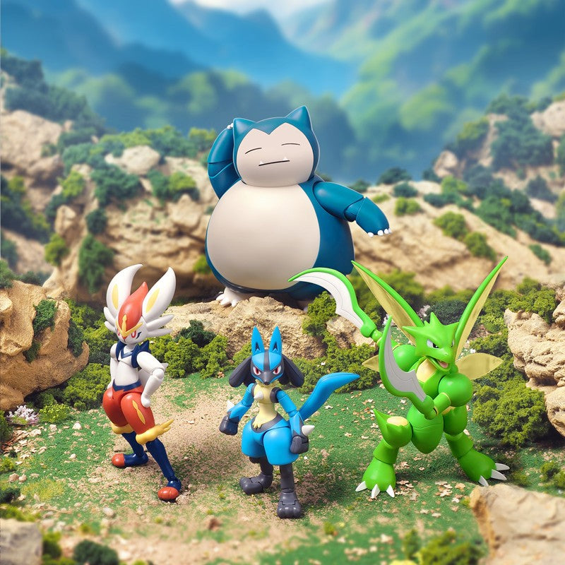Original Blokees Pokemon Adventure Prologue Snorlax Cinderace Scyther Lucario Action Figure Model Assembling Toys Birthday Gifts