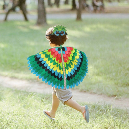 Bird Cosplay Costume Stage Performance Owl Peacock Wings Bird Felt Cape with Mask for Girls Boys Halloween Party Cloak