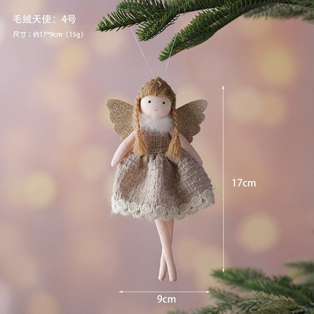 2Pcs New Christmas Cute Plush Angel Doll Pendant Lovely Boys Girls Xmas Tree Hanging Decoration Merry Christmas Party Ornaments