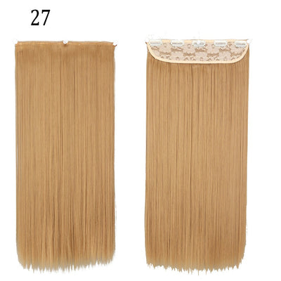 Synthetic Long Straight 5 Clip In Hair Extensions 22’‘ High Resistant Temperature Fiber Black Brown Blonde Hairpiece