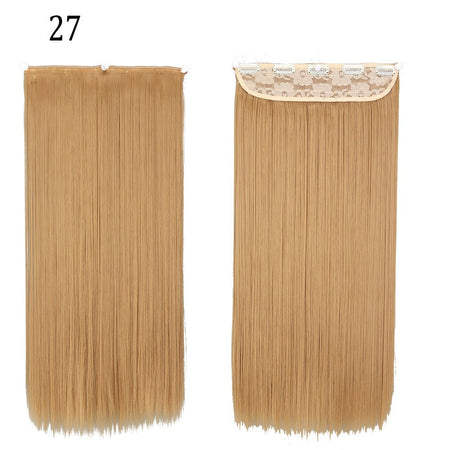 Synthetic Long Straight 5 Clip In Hair Extensions 22’‘ High Resistant Temperature Fiber Black Brown Blonde Hairpiece