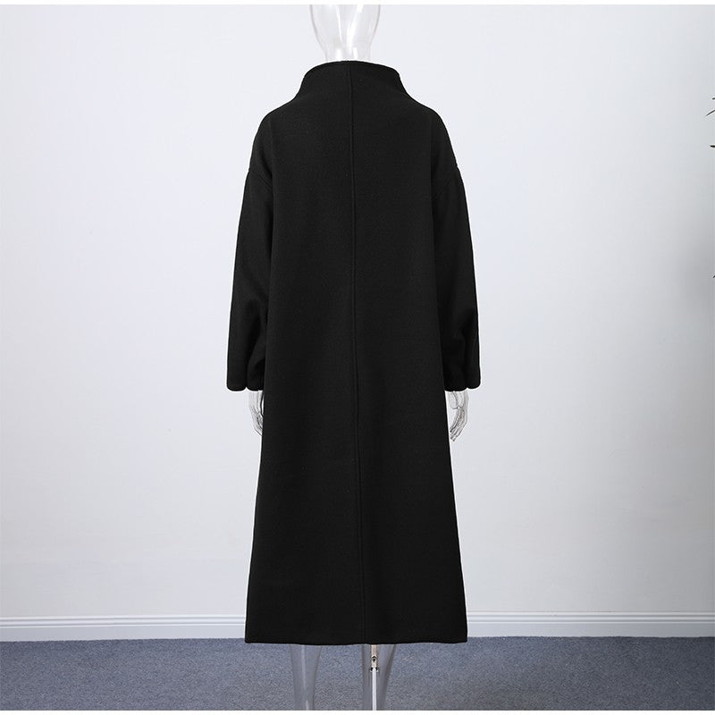 Fashion Loose Women's Trench Coat Stand Collar Batwing Sleeve Oversized Long Coats 2025 New Autumn Casual Street Chic Outwear